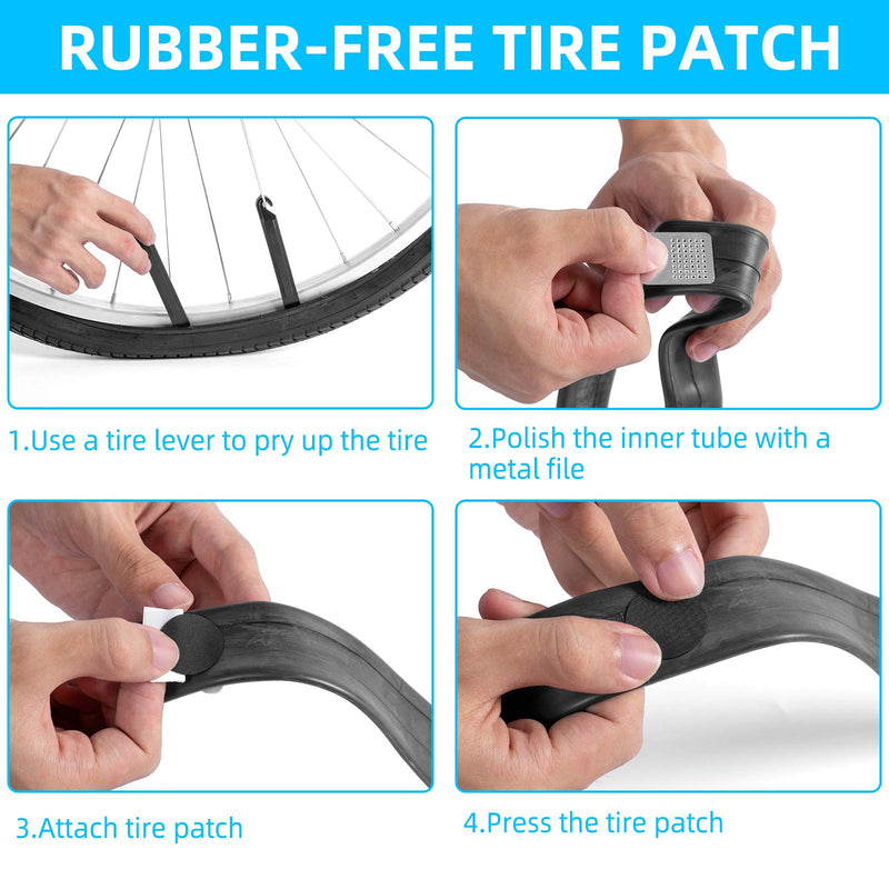 Maifede Bike Inner Tire Patch Repair Kit - with 11 PCS Vulcanizing Patches, 6 PCS Pre Glued Patchs, Portable Storage Box, Metal Rasp and Lever - Also for Motorcycle, BMX and Inflatable Rubber. - BeesActive Australia