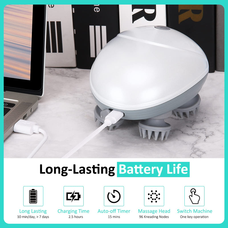 Electric Pet Massager for Dogs and Cats, Cordless Handheld Dog Cat Massage Tool with 4 Massage Heads and 96 Massage Nodes, Head and Back Scratcher for Relieving Tension, Tight Muscles, and Stiffness - BeesActive Australia