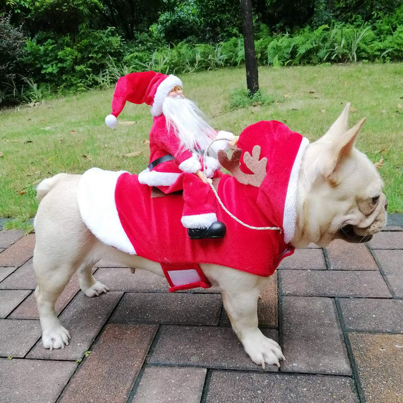 BWOGUE Santa Dog Costume Christmas Pet Clothes Santa Claus Riding Pet Cosplay Costumes Party Dressing up Dogs Cats Outfit for Small Medium Large Dogs Cats XXL(Neck:20.4-25.6'' Chest:24-32.3") - BeesActive Australia