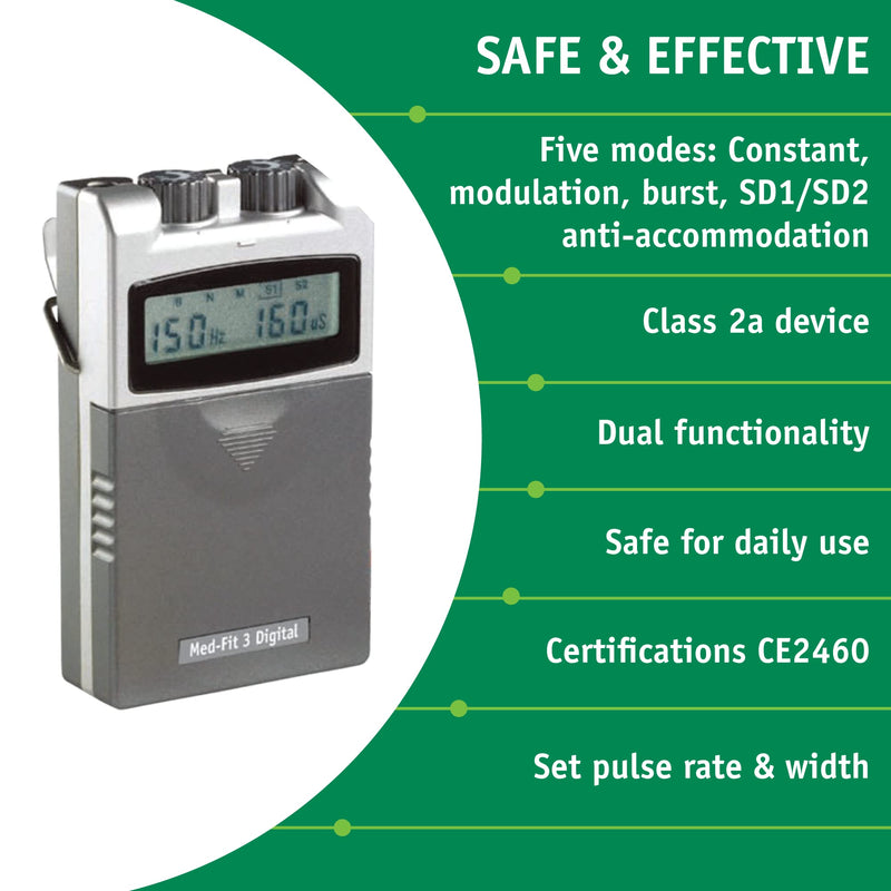 Med-Fit 3 Digital Dual Channel TENS Machine for Fast & Effective Pain Relief and Pain Management - Fully certified Tens CE2460 - BeesActive Australia