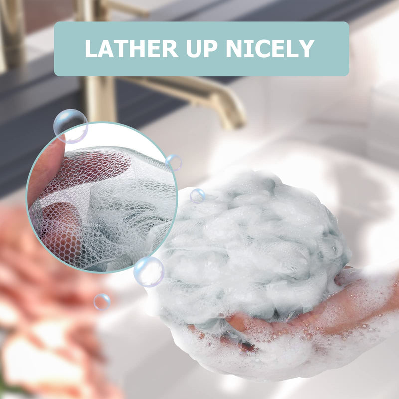 Shower Puff Loofah, 4 Pcs Extra Large Bath Sponge with Mesh Build - Body Scrubber for Exfoliate and Cleaning, 60g/PCS, 4 Color - BeesActive Australia