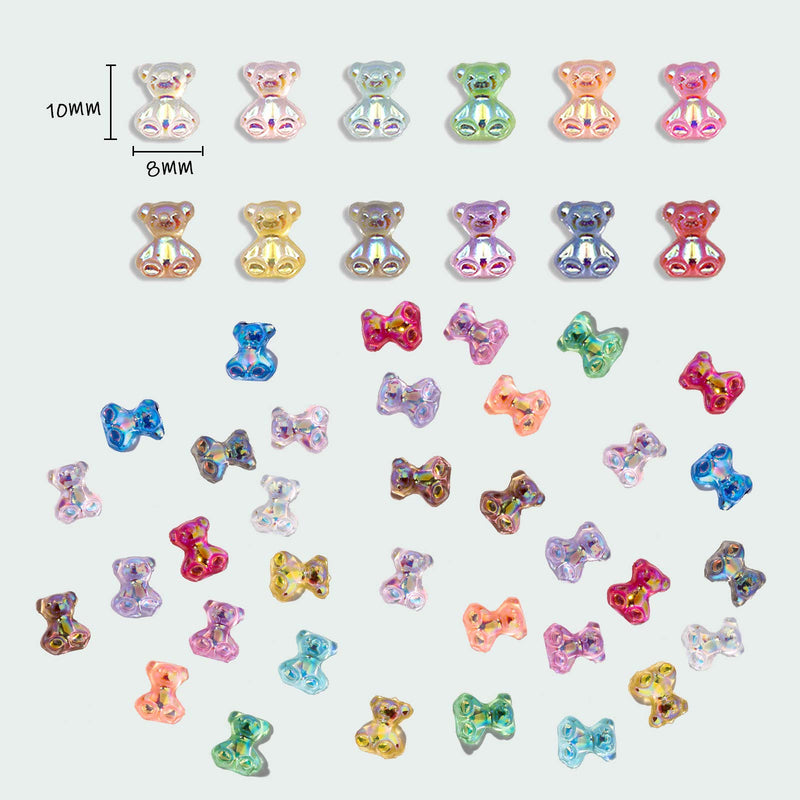 96pcs 3D Acrylic Bear Nail Charms, 3D Butterfly Nail Charms, Colorful 3D Cute Bear Butterflies Resin Charm for Nail Art Designs 2021 Nail Decoration DIY Crafting Accessories(48pcs+48pcs) - BeesActive Australia