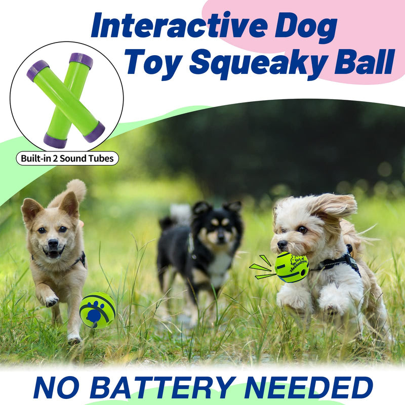 Wobble Giggle Dog Ball, Interactive Dog Toys Ball, Squeaky Dog Toys Ball, Durable Wag Ball for Training Herding Balls Indoor Outdoor Safe Dog Gifts for Small to Large Dogs Small-3.46in Green - BeesActive Australia