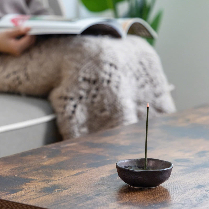 Asayu Japan Small Mini Incense Holder for Sticks 3.3 inch (83mm), Made in Japan Ceramic Ash Catcher & Brass Incense Burner Set for Relaxation, Decor - Small Zen Incense Holder - BeesActive Australia