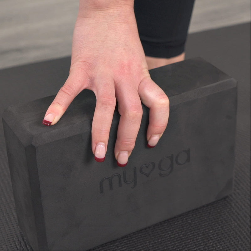 Myga Foam Yoga Block - High Density EVA Foam Block for Yoga, Pilates & Fitness - Ideal for Supporting Poses, Balance & Flexibility - Lightweight, Moisture-Proof & Odour Resistant Black - BeesActive Australia
