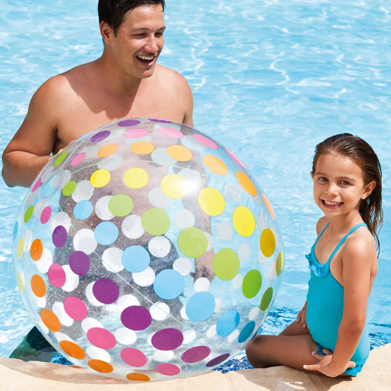 [AUSTRALIA] - Intex Jumbo Inflatable 42" Giant Beach Ball - Crystal Clear with Translucent Dots, 1 Pack 