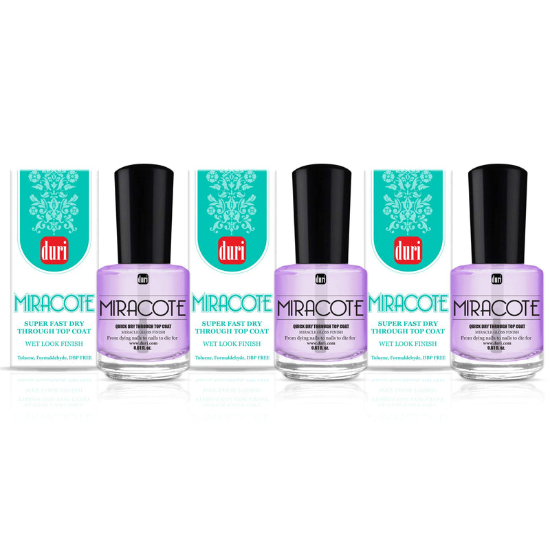 duri Miracote Quick Dry Through Top Coat for Miracle Gloss Finish Nails, None Yellowing, Low Viscosity, Protects Polish from Chipping, Pack of 3 - BeesActive Australia