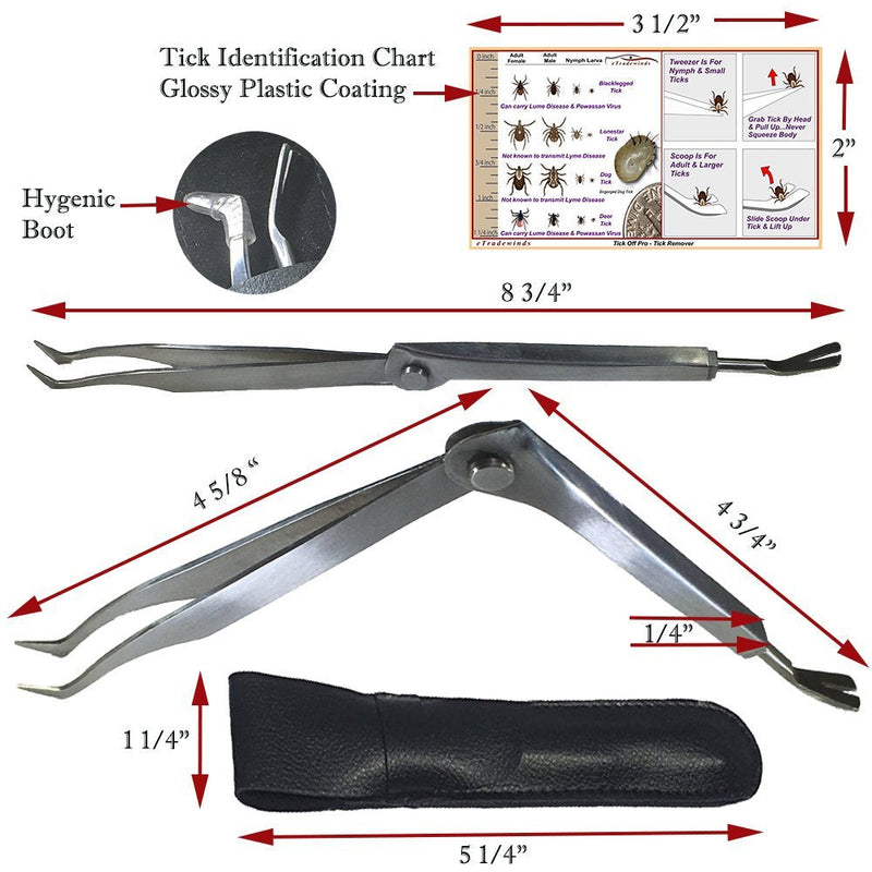 eTradewinds Tick Remover Tool | Tick-Off Pro | Hygienic All Stainless Steel Tick Removal Tool with Leather Case 2-Pack - BeesActive Australia