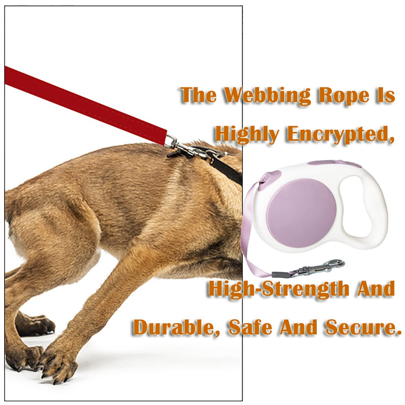 LFCXHTY Retractable Dog Leash, 10 Ft/16 Ft Durable Pets Walking Leash for Small Medium Large Dogs or Cats up to 220 LB, One Button Brake, Pause, Lock Purple - BeesActive Australia