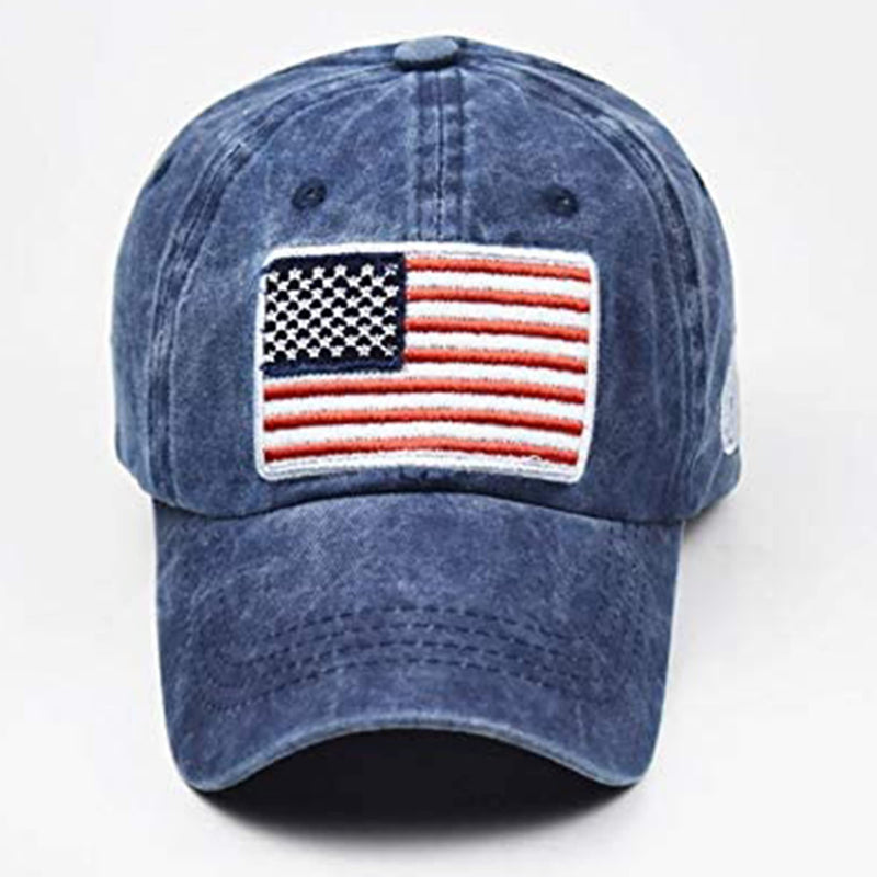 IZUS Washed Baseball-Hats American-Flag Distressed - 100% Distressed Cotton Dad Hat Embroiderred for Unisex Navy - BeesActive Australia