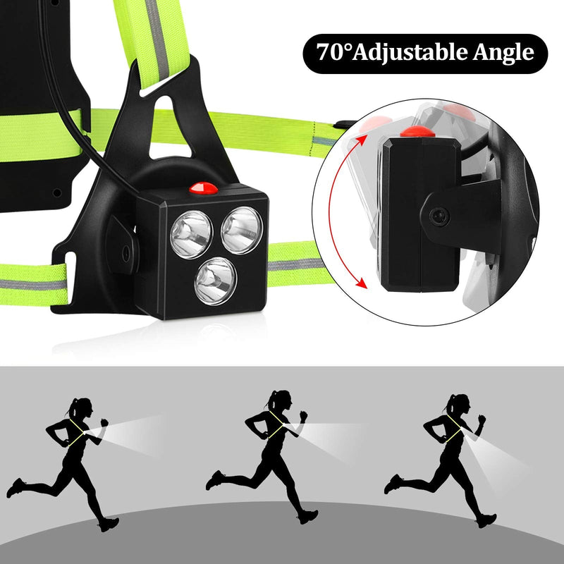 EEEKit Night Running Lights, Reflective LED Chest Light Back Warning Light with Rechargeable Battery Adjustable Beam for Camping, Hiking, Running, Jogging, Outdoor Adventure - BeesActive Australia