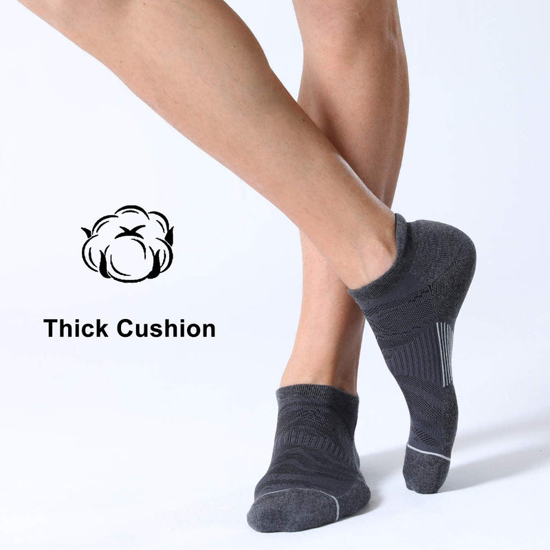 Fitrell 6 Pack Men's Ankle Running Socks Low Cut Cushioned Athletic Sports Socks 7-9/ 9-12/ 12-15 Dark Gray+gray - BeesActive Australia