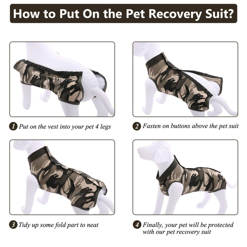 SAWMONG Dog Recovery Suit, Dog Surgical Suit for Abdominal Wounds, Dog After Surgery Recovery Snugly Suit, Dog Onesie for Male Female, Prevent Licking Dog Bodysuit, Substitute Dog E-Collar & Cone Medium Camouflage - BeesActive Australia