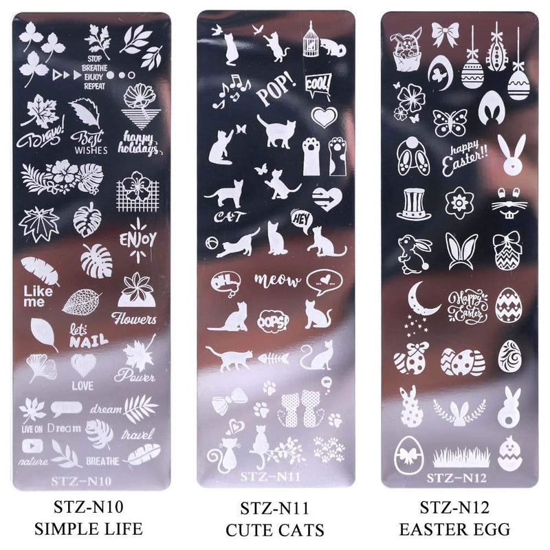 Lookathot 12PCS Nail Art Image Stamp Stamping Plates with 1 Stamper, 1 Scraper - BeesActive Australia