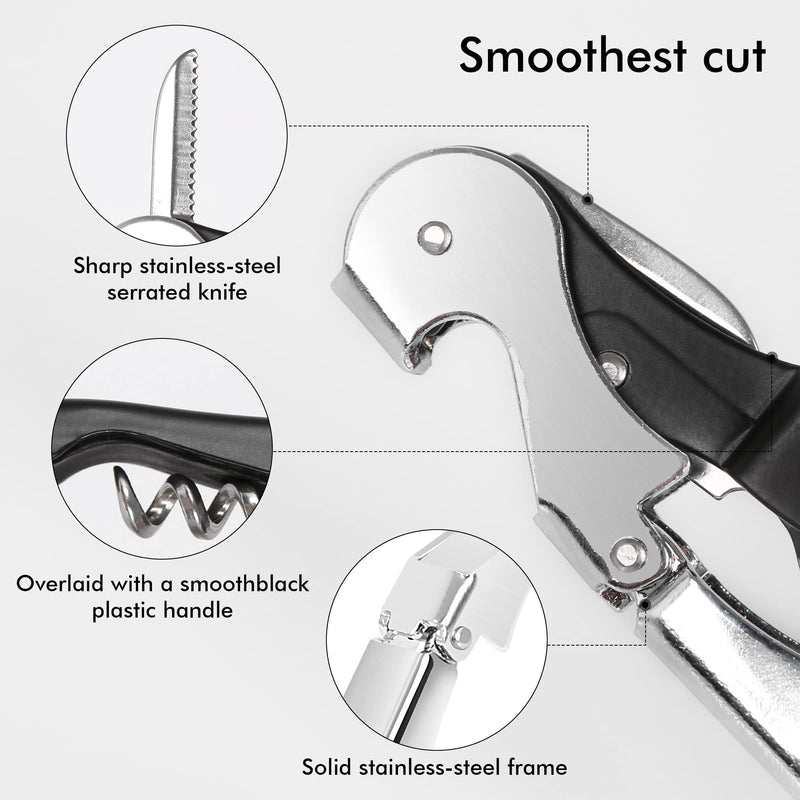 Professional Waiter Corkscrew Wine Openers Set (4 PCS),Upgraded With Heavy Duty Stainless Steel Hinges Wine Key for Restaurant Waiters, Sommelier, Bartenders - BeesActive Australia