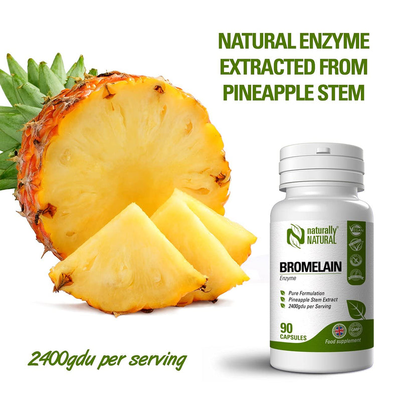 Naturally Natural Bromelain 90 Vegan Capsules High Dose 2400gdu per Serving, Pure Formulation for Inflammation, Swelling and Digestion - BeesActive Australia