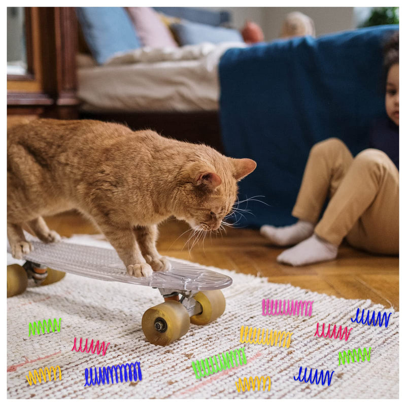 Andiker Cat Toys for Indoor Cats, 4 Big Cat Springs & 8 Small Springs Cat Interactive Toy for Swatting, Biting, Hunting Cat Creative Toy to Kill Time and Keep Fit Colorful Plastic Spring (12pc) - BeesActive Australia