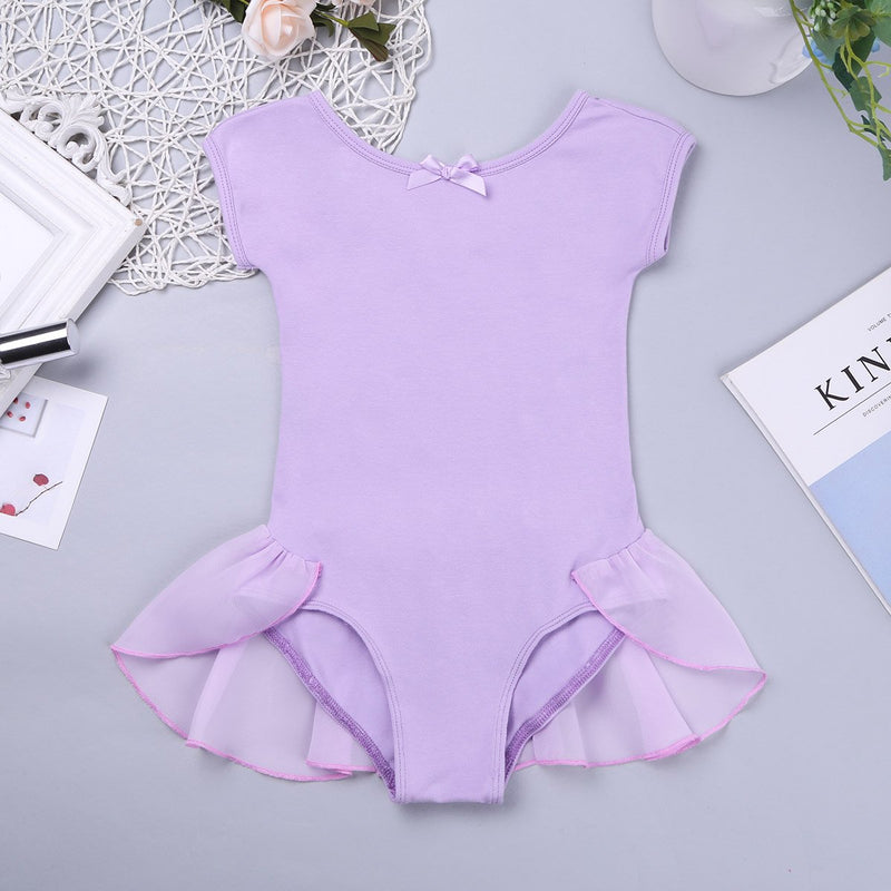 [AUSTRALIA] - TiaoBug Kids Girls Cap Sleeves Leotard Skirted Cotton Baby Clothes Ballet Dance Gymnastics Bodysuit Undergarment Dancewear Lavender 2 / 3 