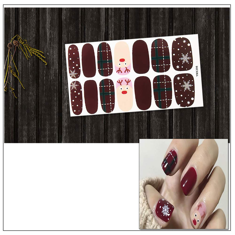 SILPECWEE 6 Sheets Christmas Adhesive Nail Polish Strips Stickers Glitter Snowman Nail Decals Full Wraps Manicure Accessories and 1Pc Nail File NO1 - BeesActive Australia