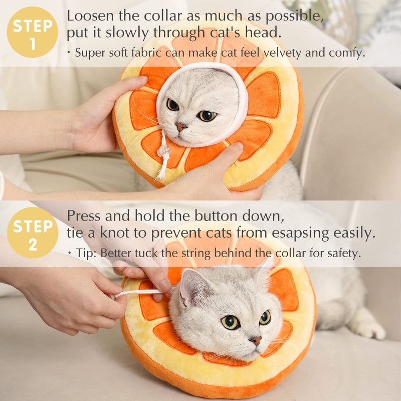 ANWA Adjustable Cat Cone Collar Soft, Cute Cat Recovery Collar, Cat Cones After Surgery for Kittens Medium (7-18 lbs) Orange - BeesActive Australia