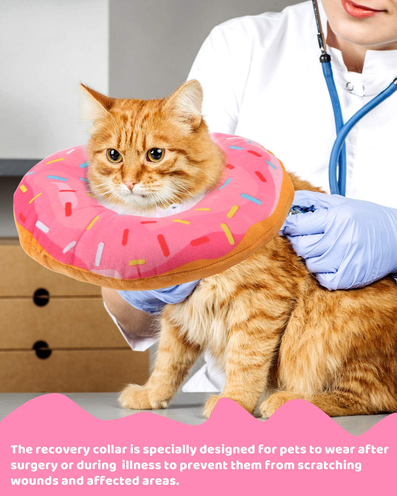 Woiworco Adjustable Cat Recovery Collar, Cute Cat Donut Collar, Soft Cone Collars for Cat, Wound Healing Protective Cone After Surgery Elizabethan Collars for Kitten Pets Small Pink - BeesActive Australia