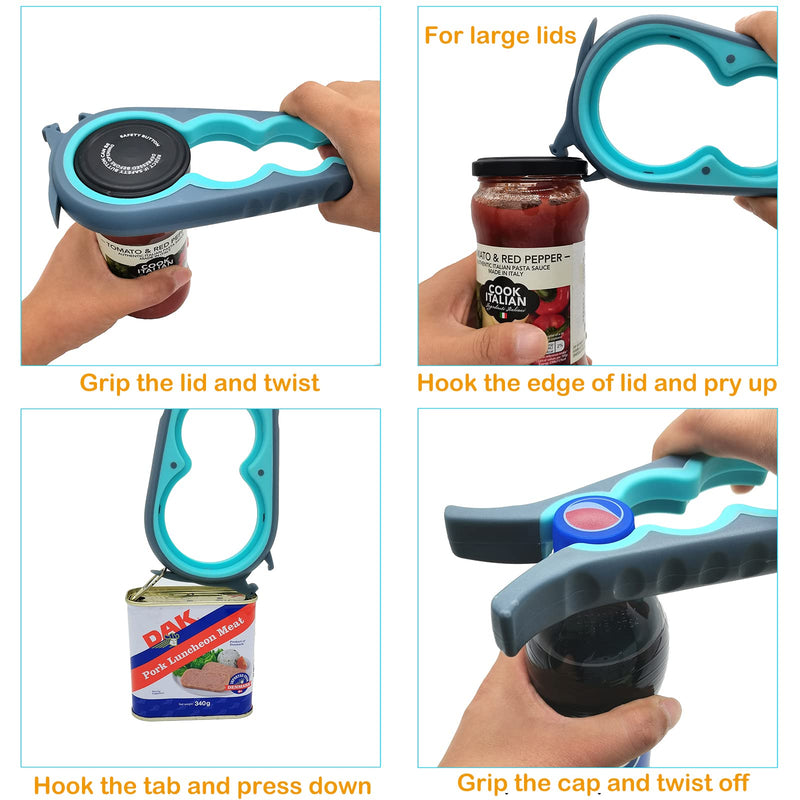 Otstar Jar Opener Bottle Opener Can Opener and Corkscrew Opener in One, Deal for Weak Hands Arthritis Elderly and Children - BeesActive Australia