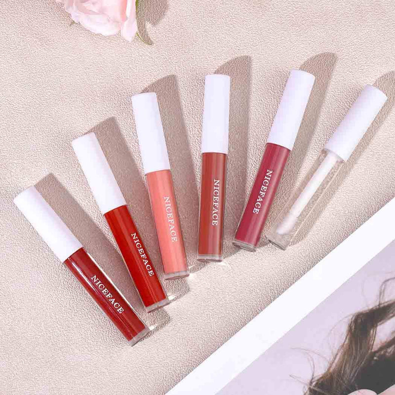 Eyret Matte Velvet Cream Liquid Lipstick Set Nude Waterproof Long Wearing Lip Gloss Mini Set High-pigments Lip Graze Set Red Christmas Gifts for Women and Girls(6 Pcs) (I-Nude) I-Nude - BeesActive Australia