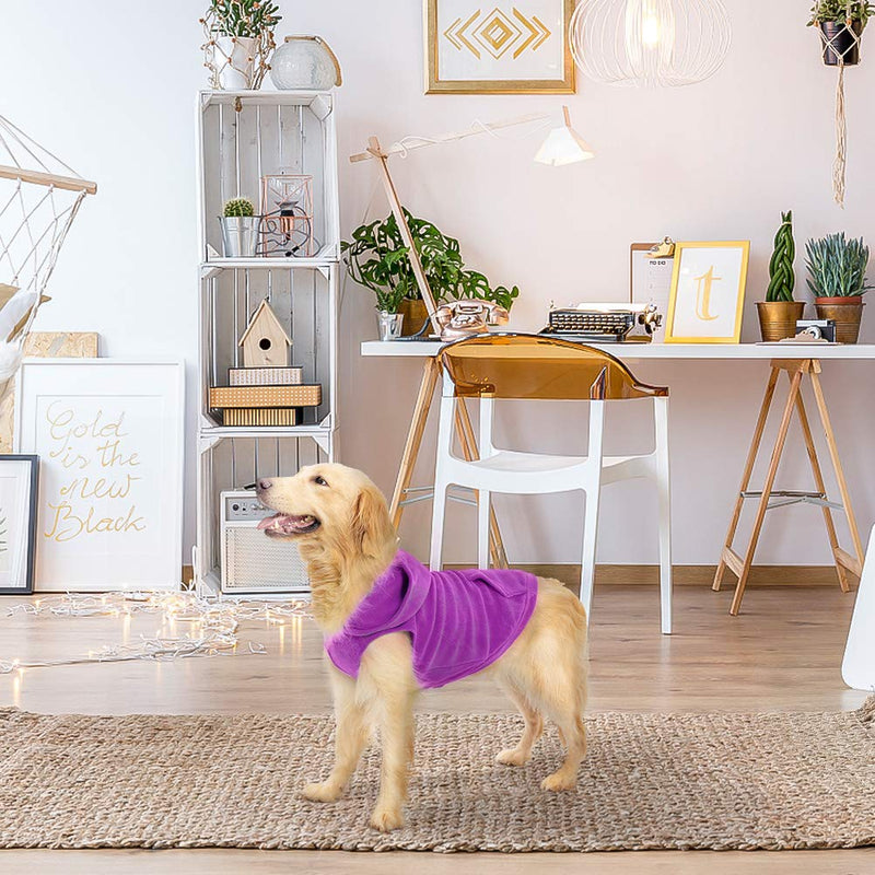 EXPAWLORER Fleece Basic Dog Hoodie with Pocket, Soft and Warm Dog Sweater with Leash Hole or O-Ring, Dog Cold Weather Clothes, Winter Coat for S-XXL Dogs XX-Large(Pack of 1) Purple - BeesActive Australia