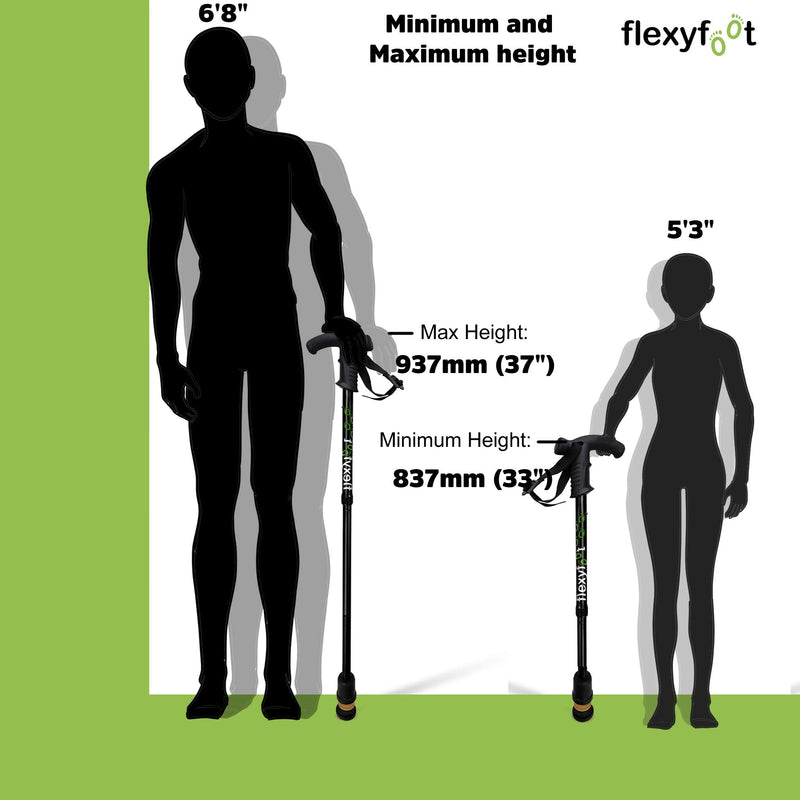 Flexyfoot Shock Absorbing Derby Handled Folding Walking Stick | Improved Comfort, Improved Grip, Improved Safety Black - BeesActive Australia