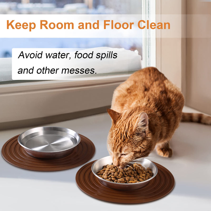 Wellbro Pet Food Mat, 2 Pcs Silicone Placemat for Dog and Cat, Prevent Food and Water Overflow, Suitable for Medium and Small Pet, 9.5"* 9.5" - BeesActive Australia