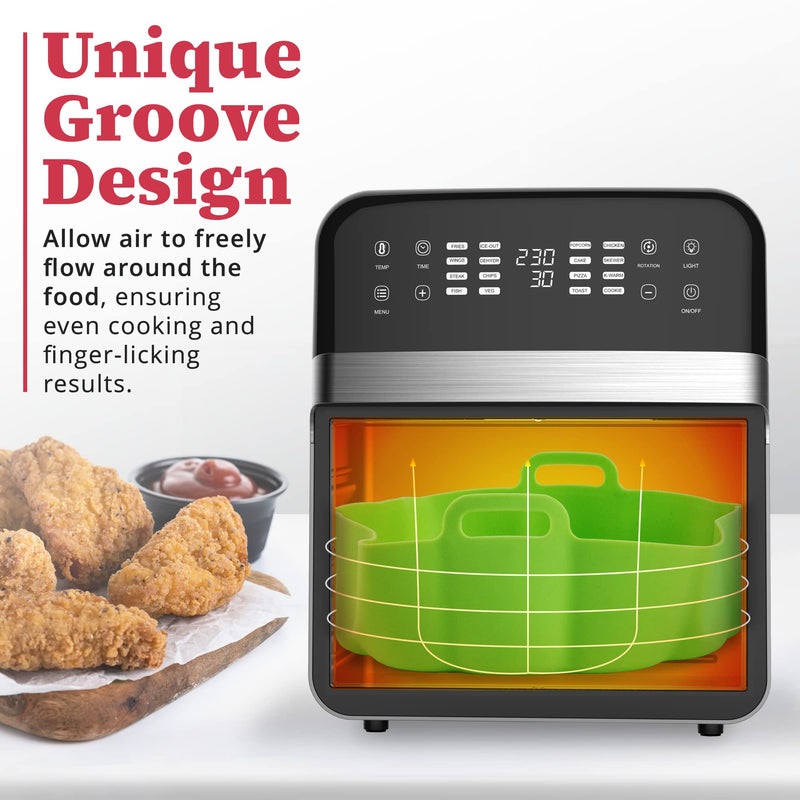 Be First Reusable Silicone Air Fryer Liners - 2 Pack - Non-Stick Airfryer Liners Silicone with Heat Grooves for Even Cooking - BPA-Free and Dishwasher-Safe Air Fryer Silicone Basket (6.3 Inch) 6.3 Inch - BeesActive Australia