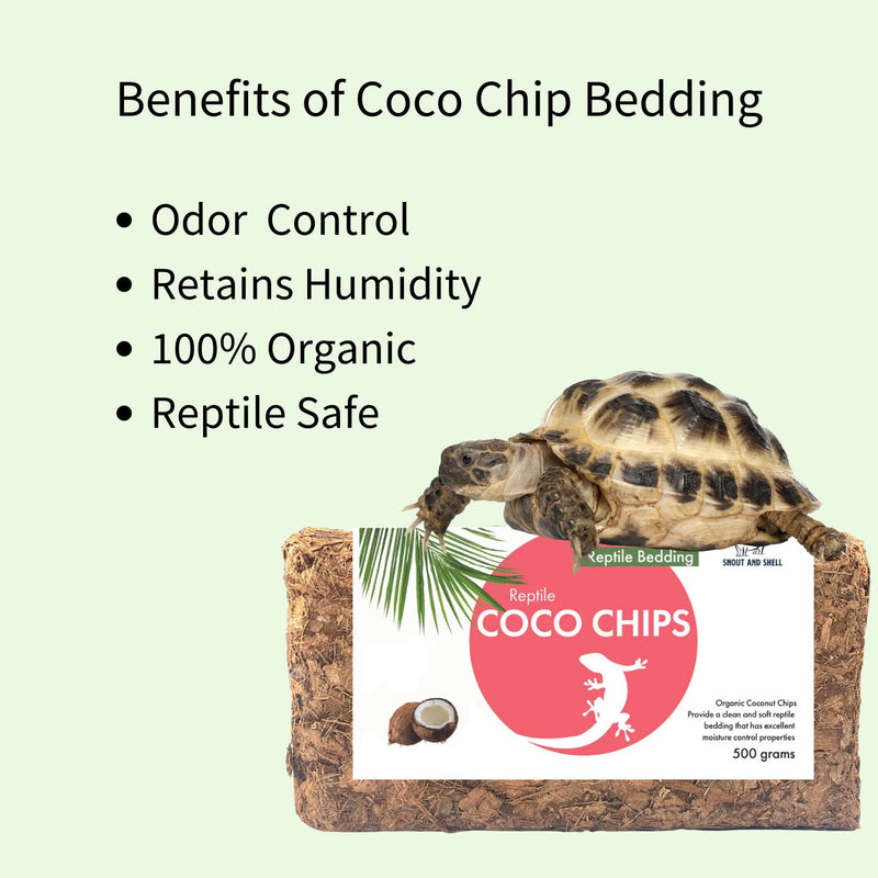 Snout and Shell Reptile Coco Chip Bedding Substrate for Snakes, Lizards, Tortoises - 1.1 lb Brick - 500 Grams - BeesActive Australia