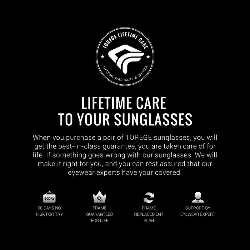 TOREGE Sports Sunglasses with 1.4mm Polarized Lens For Men Women Cycling Running Fishing Golf Driving Glasses TR18 Black&black&grey Lens - BeesActive Australia