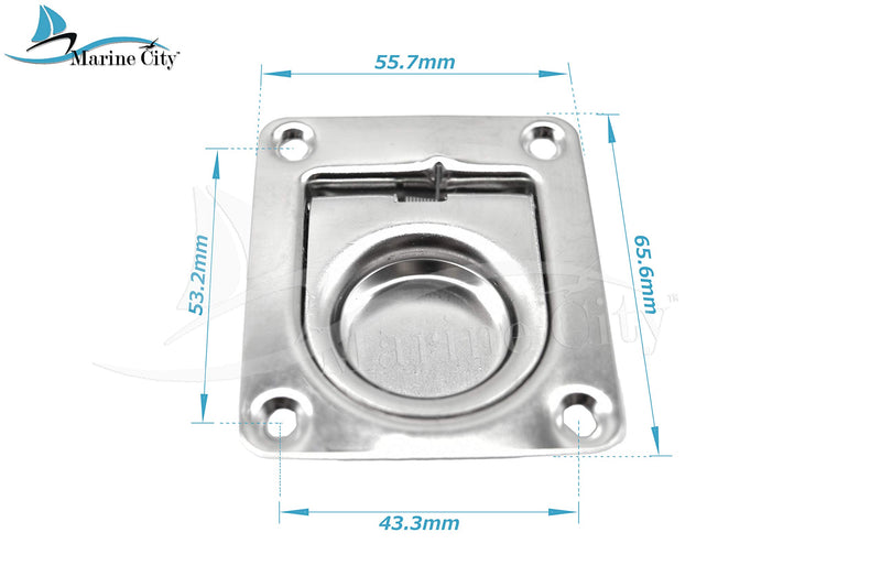 [AUSTRALIA] - MARINE CITY Stainless-Steel 2-9/16” × 2-3/16” × 1/2" Rectangular Recessed Spring-Loaded Flush Lifting Ring for Boat Hatch 