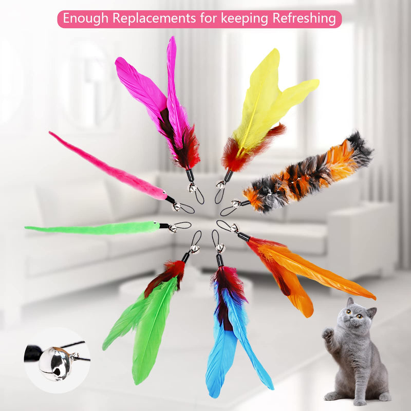 Cat Toys, 12PCS Interactive Kitten Toys, Retractable Indoor Cat Wand Toys with Replacement Teaser, Interactive Rainbow Ribbon and Make Exercise for Kitten or Cats by Sunshinetop - BeesActive Australia