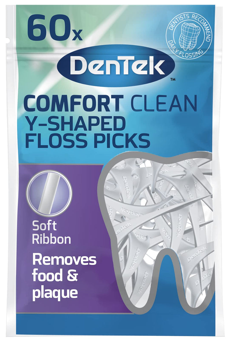 DenTek Comfort Clean Easy Reach Silky Y Shaped Floss Picks for Front & Back Teeth 6 x 60 pack (360) - BeesActive Australia