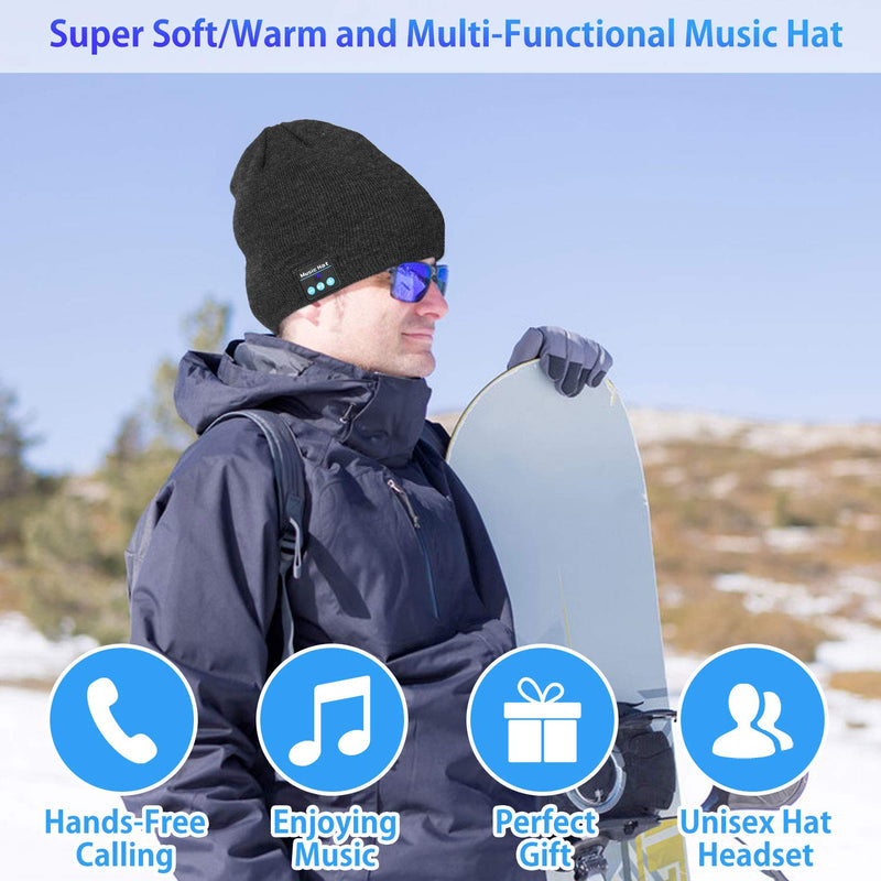 Unisex Wireless Beanie Hat with Exquisite Packaging Wireless Winter Hats Cap Music Hat Beanie Winter Knit Cap Black - BeesActive Australia
