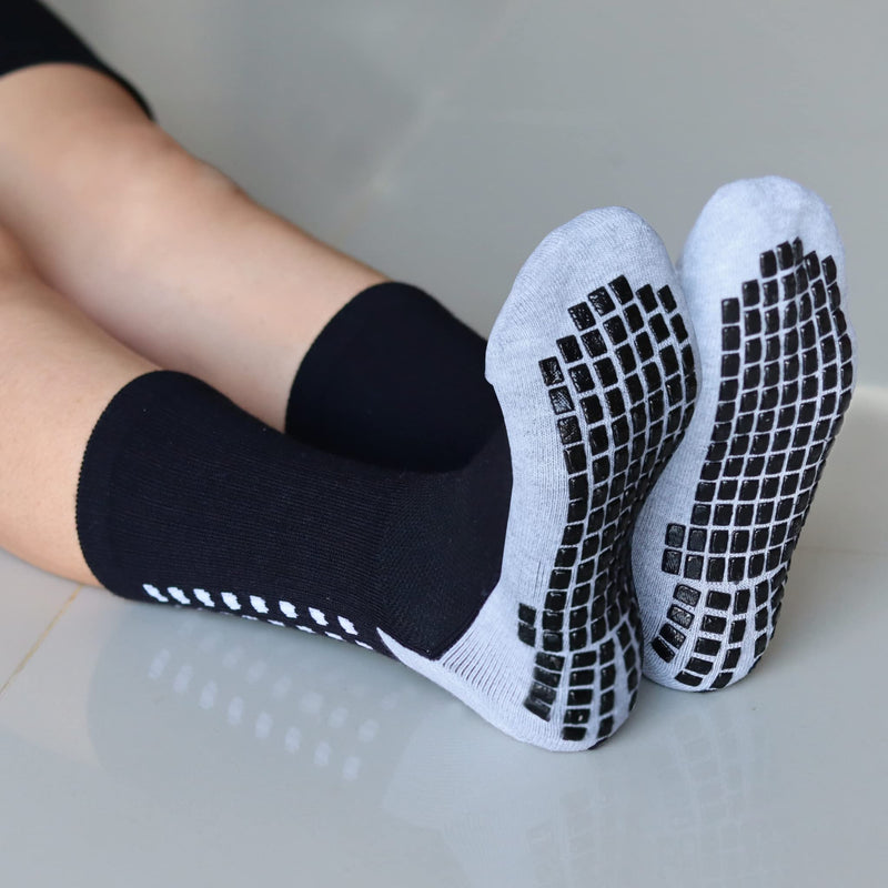 RATIVE Anti Slip Non Skid Slipper Hospital Socks with grips for Adults Men Women X-Large 6 Pairs-black - BeesActive Australia