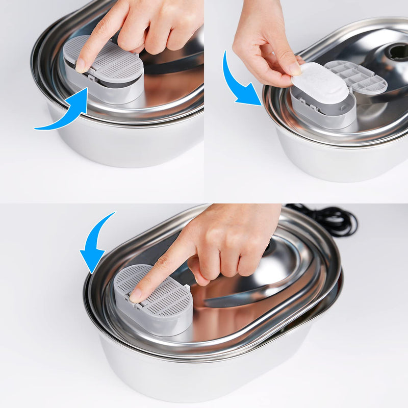 Cat Water Fountain Filters, Cat Fountain Filter Replacement for 67oz/2L Pet Water Fountain Stainless Steel, Dog Water Fountain 8 Replacement Filter&8 Sponge Filter - BeesActive Australia
