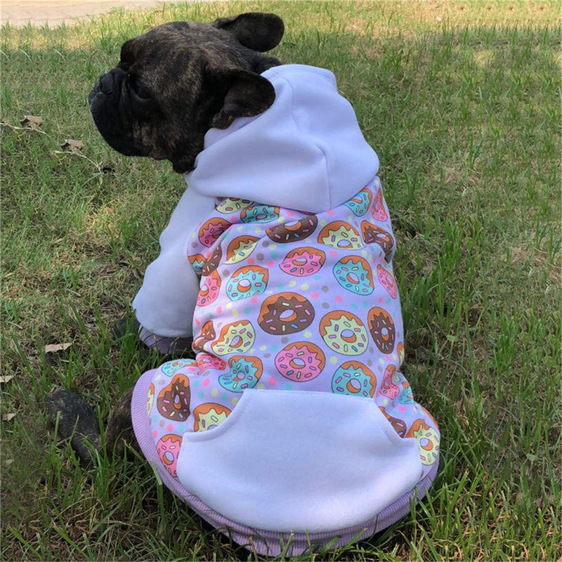 Miaododo Puppy Dog Hoodie for Small Dogs Hooded Sweatshirt with Pocket Pet Clothes Sweaters with Hat Fleece Cat Hoodies Coat Winter Medium (Chest:17 in, take a larger size) Purple - BeesActive Australia