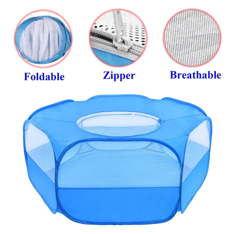 Mantouxixi Small Animal Playpen Pet Cage with Top Cover Anti Escape,Waterproof Small Pet Cage Transparent Yard Fence Tent for Hamsters,Bunny,Rabbits,Kitten,Guinea Pig,Puppy,Chinchillas,Hedgehogs Blue - BeesActive Australia