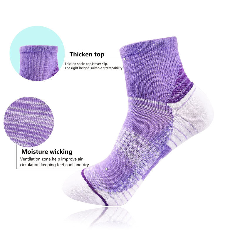 Women's Athletic Ankle Socks Quarter Cushioned Running Socks Hiking Performance Sport Cotton Socks 6 Pack Multicolor - BeesActive Australia