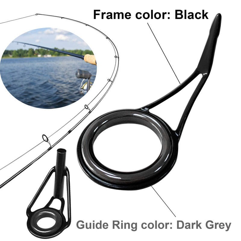 THKFISH Rod Repair Kit Rod Tip Repair Kit Ceramics Tips Stainless Steel Carbon Spinning Rod Guides Fishing Rod Repair Kit 35pcs / 75pcs / 40pcs A-Black- Frame 35pcs - BeesActive Australia