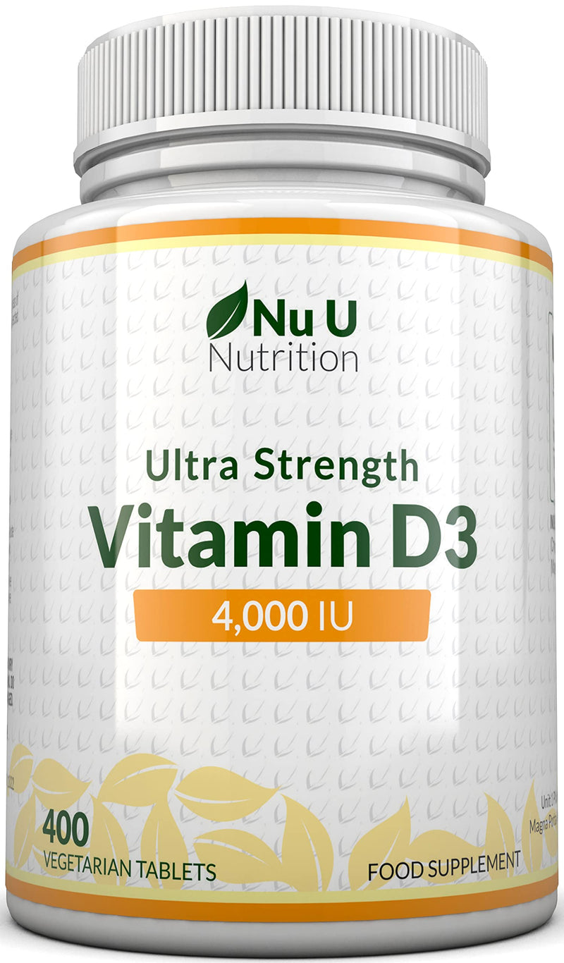 Vitamin D3 4000 IU - 400 Tablets - High Strength 100 mcg Vitamin D Tablets, Vegetarian, 13 Month Supply, Easy to Swallow Micro Tablets, Immune System, Bone and Muscle Function Support - BeesActive Australia