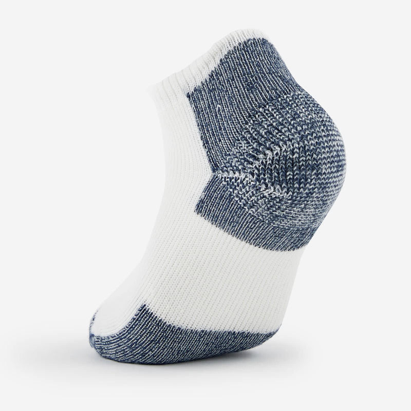 thorlos Unisex Jmm Max Cushion Running Low Cut Socks Large White/Navy - BeesActive Australia