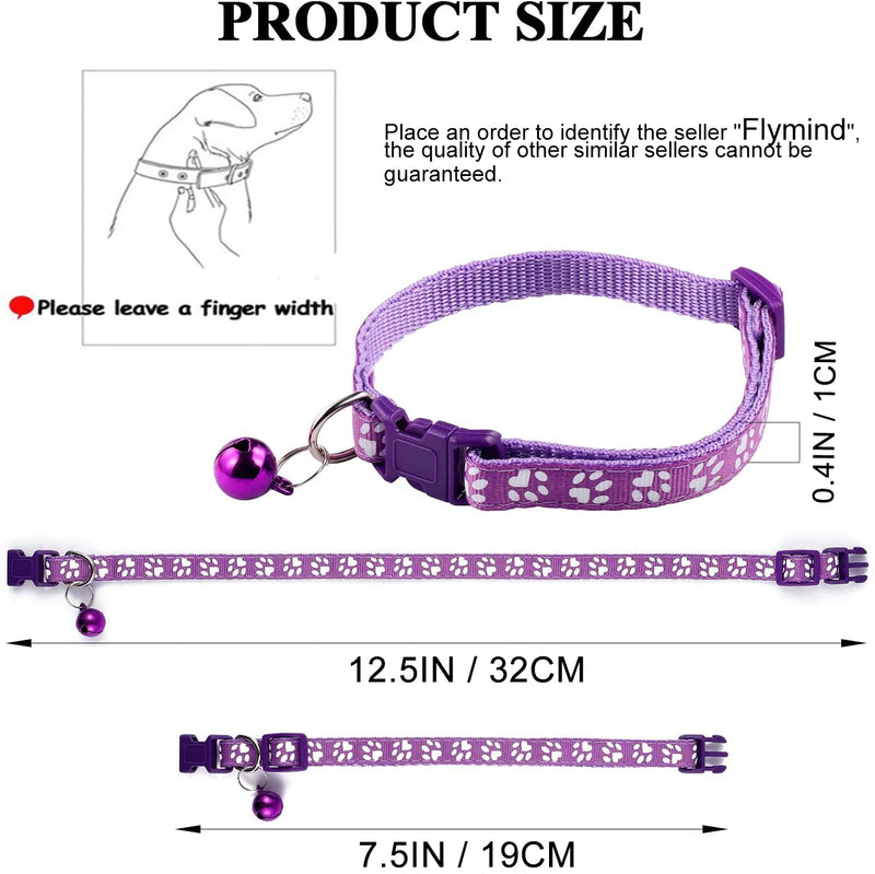 Flymind Puppy Collars, 19Pcs Whelping Puppy ID Collars with Bell Adjustable 19-32cm, Soft Nylon Litter Identification Dog Collars for Newborn Pets footprint Non breakaway - BeesActive Australia