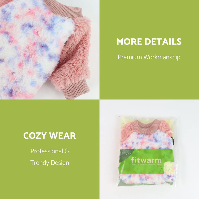 Fitwarm Thermal Dog Pajamas Fuzzy Velvet Doggie Coat Puppy Winter Onesies Doggy Soft PJS Pet Cold Weather Clothes Cat Apparel L Pink - BeesActive Australia