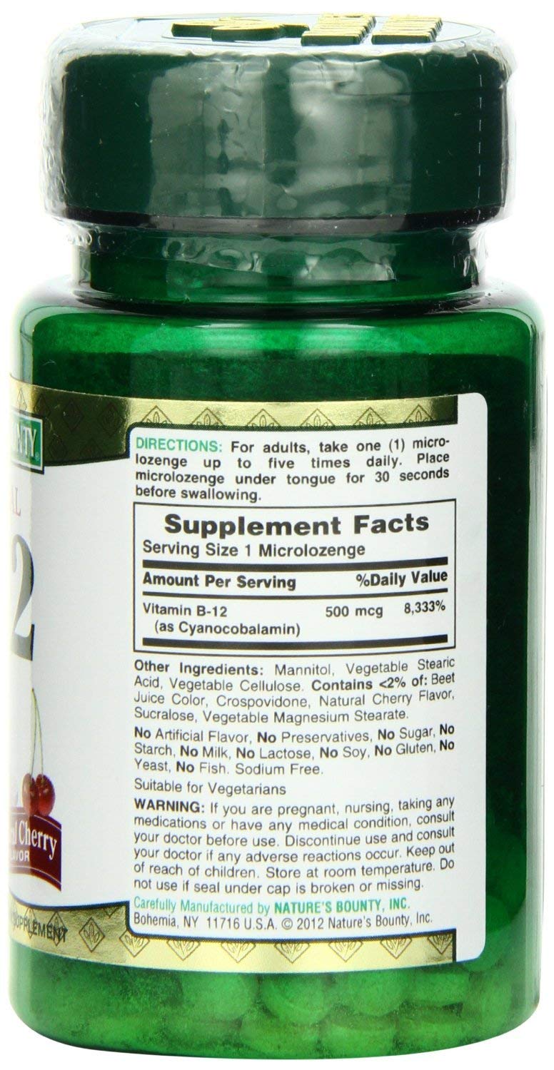 Nature's Bounty B-12 Quick Dissolve Tablets 500 Mcg, 300 Tablets (3 X 100 Count Bottles) - BeesActive Australia