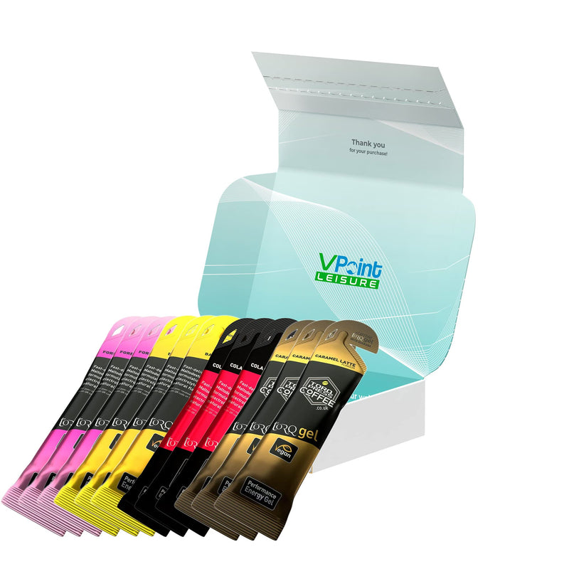 Torq Energy Gels with Guarana (Natural Caffeine) - Selection Box of 12 Mixed Flavour Gels (3 x 4 Different Flavours) - BeesActive Australia
