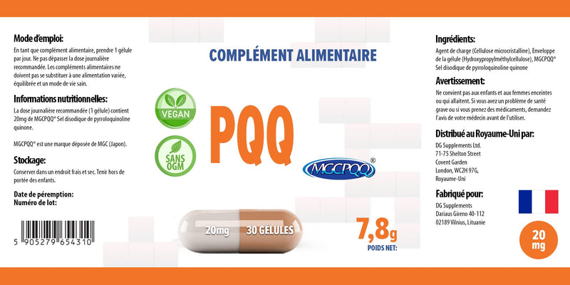 Hepatica PQQ 20mg 30 Vegan Capsules, Pyrroloquinoline Quinone, 3rd Party lab Tested, High Strength Supplement, Gluten and GMO Free - BeesActive Australia